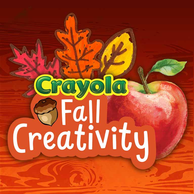 Crayola Fall Creativity with apple and acorn 