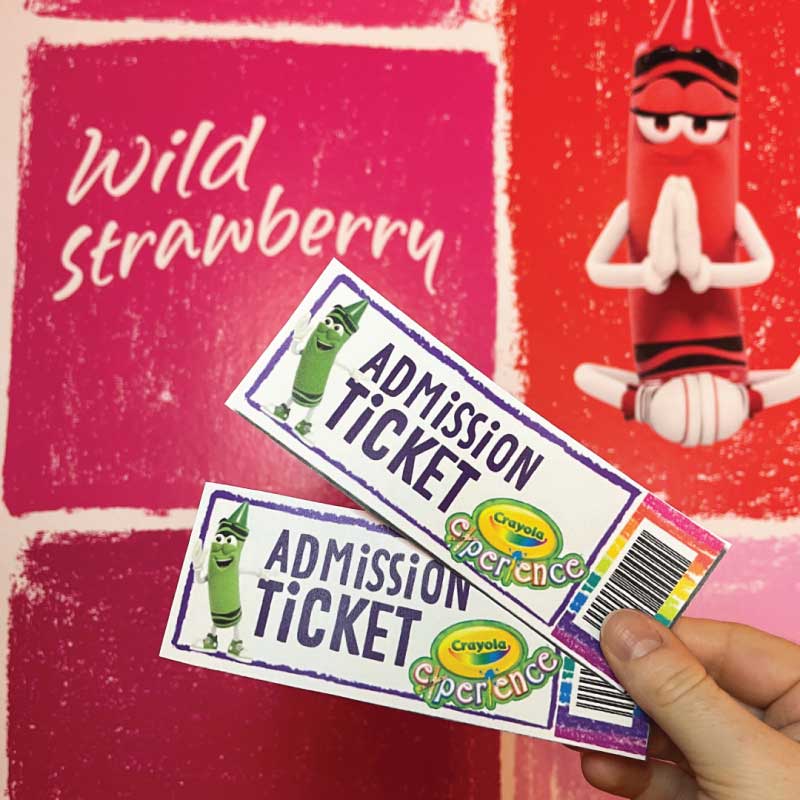Two admission tickets on a red background