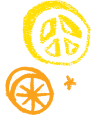 Peace sign doodled in yellow crayon