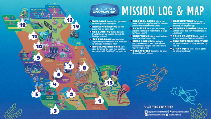 Crayola Experience Chandler OceanX Mission Log & Map