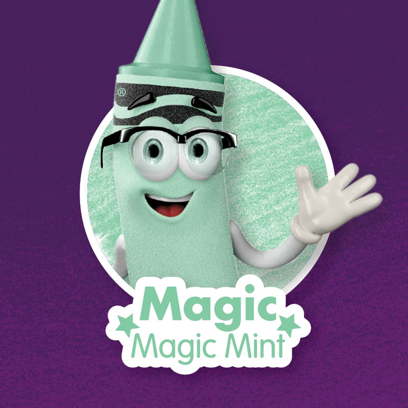 Magic Mint waving on a purple background