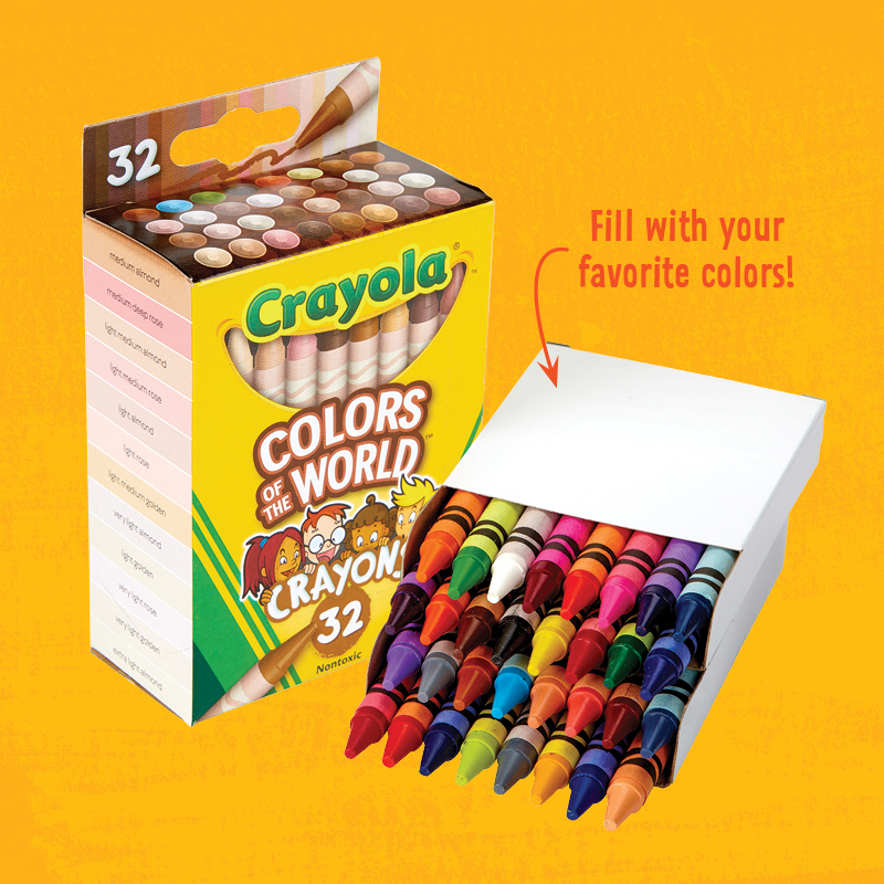 Box of crayons filled with custom colors
