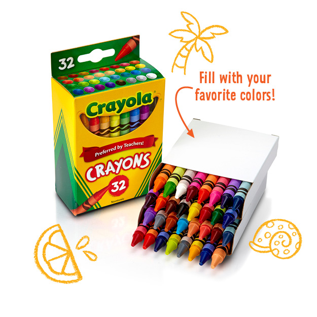 Crayon box filled with custom colors