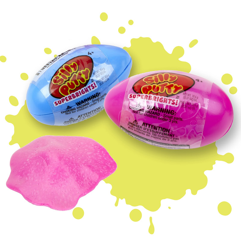 Silly putty eggs in pink and blue colors