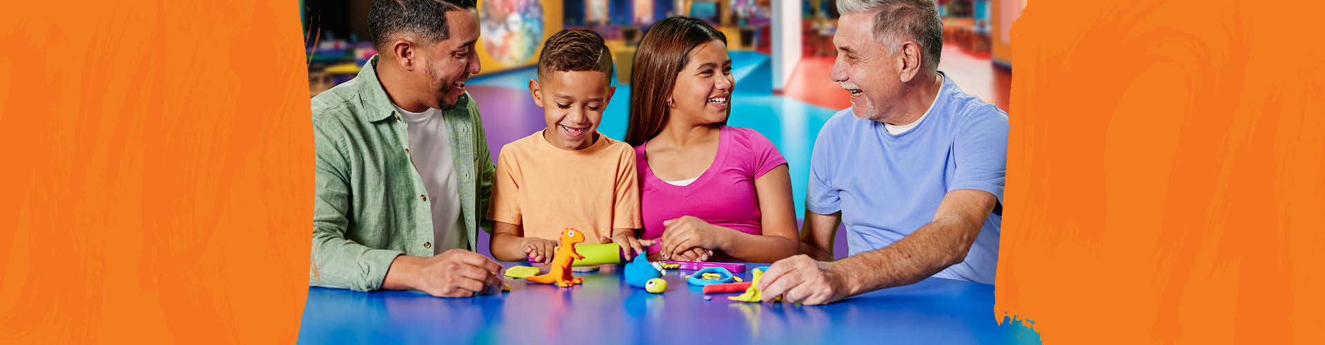 Children with their grandparent at Crayola Experience