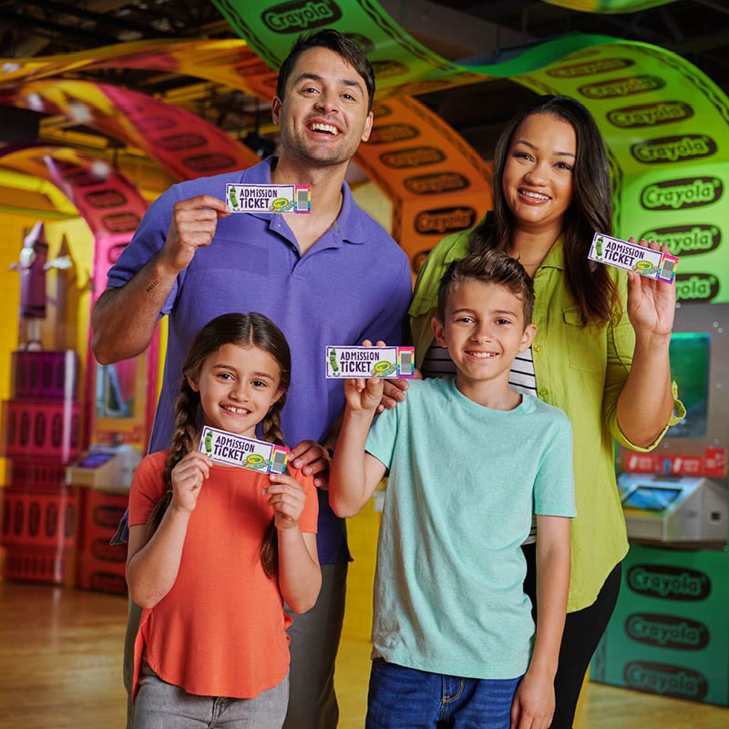 A family with admission tickets