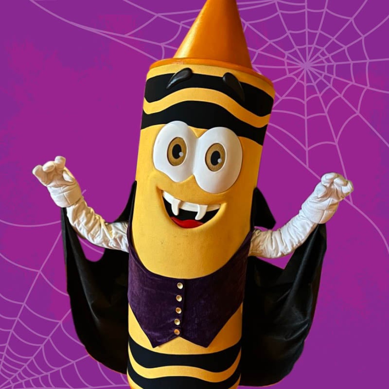 Crayon character in a costume