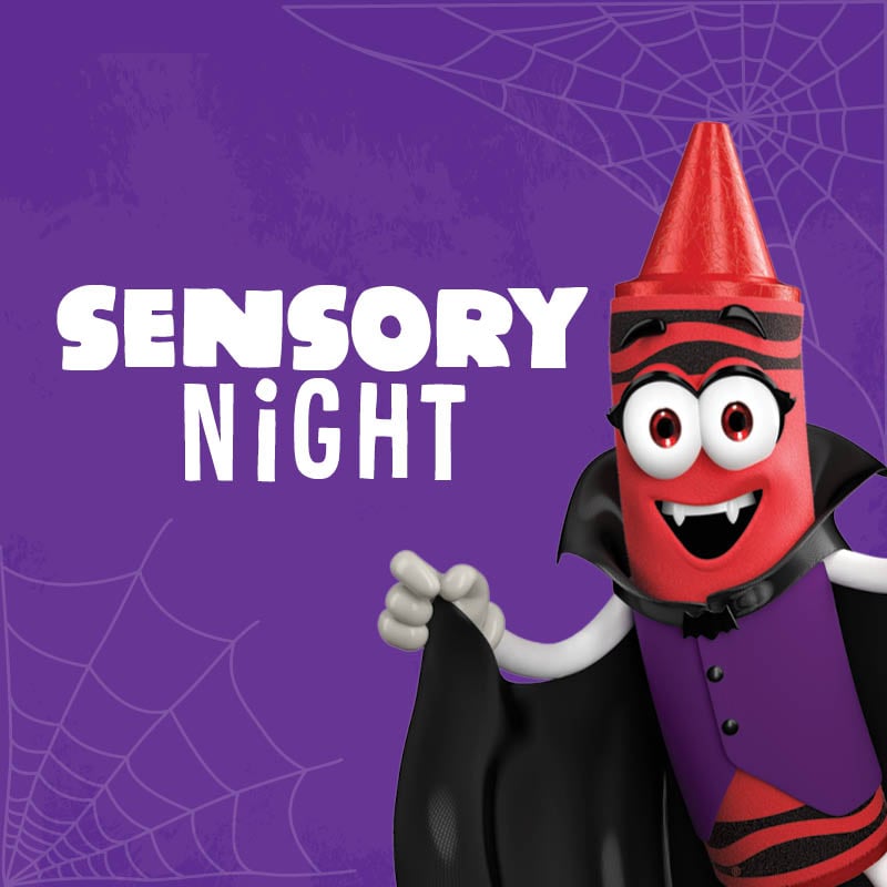Halloween crayon character with text "Sensory Night"