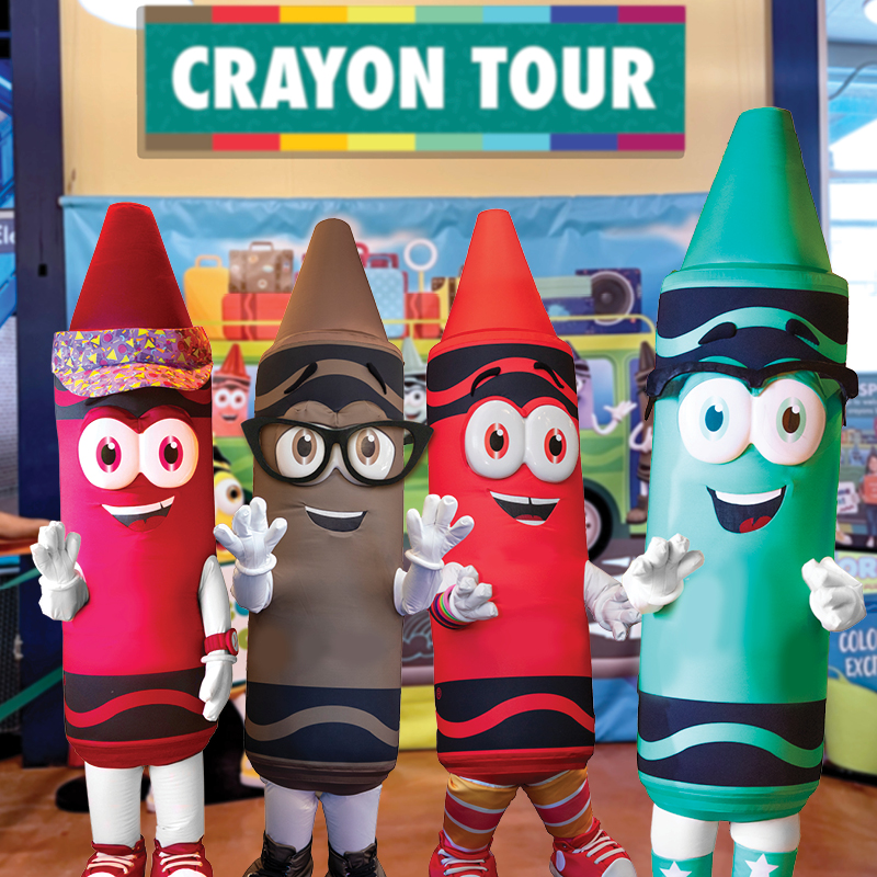 Crayon characters Angie, Bri, Mully, and Magic standing in a group