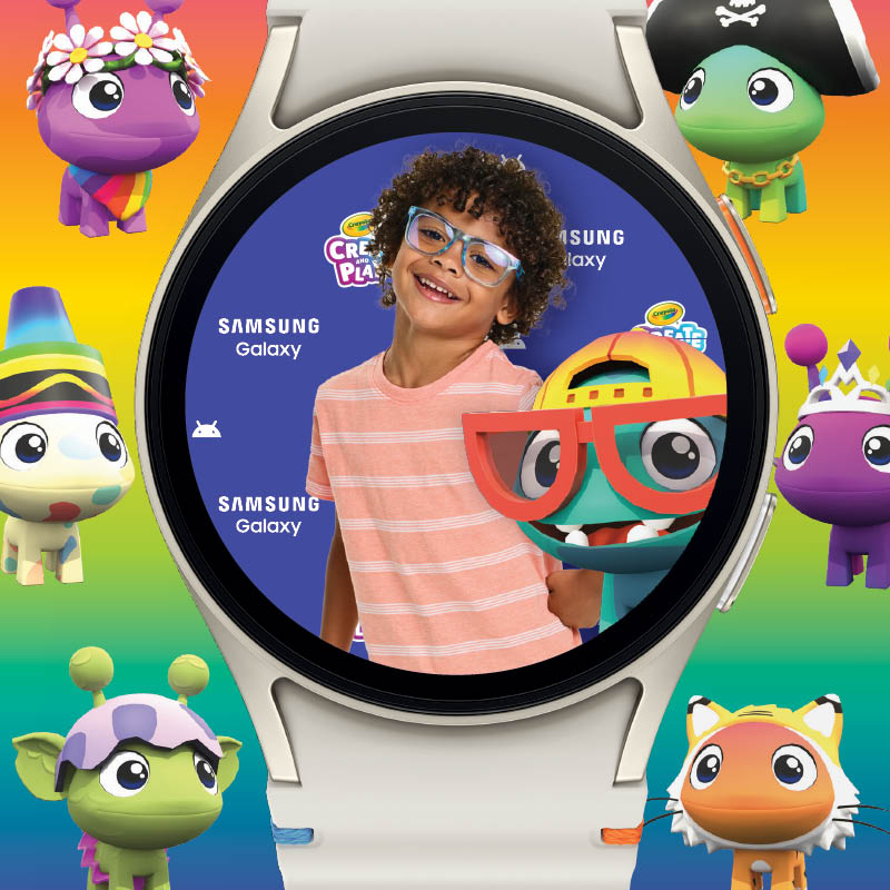 Child posing in a samsung galaxy 7 watch photo op