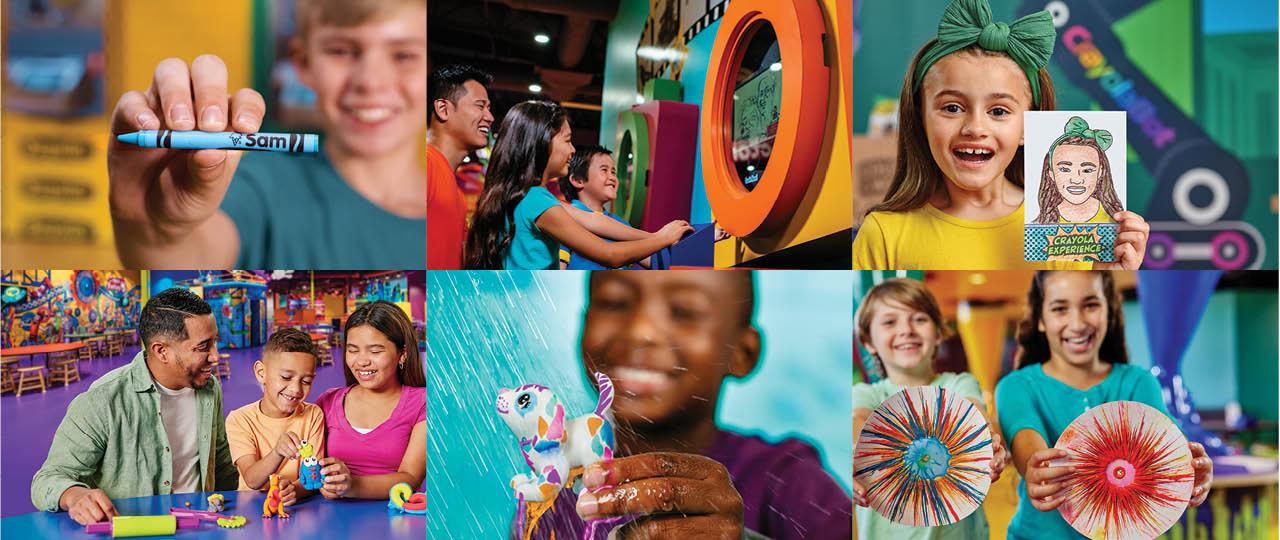 Collage of colorful hands-on attractions
