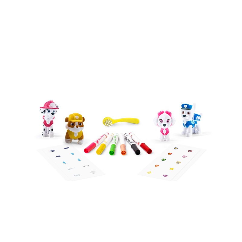 Washimals Pets Paw Patrol - Set 4 cuccioli con adesivi lavabili contenuto