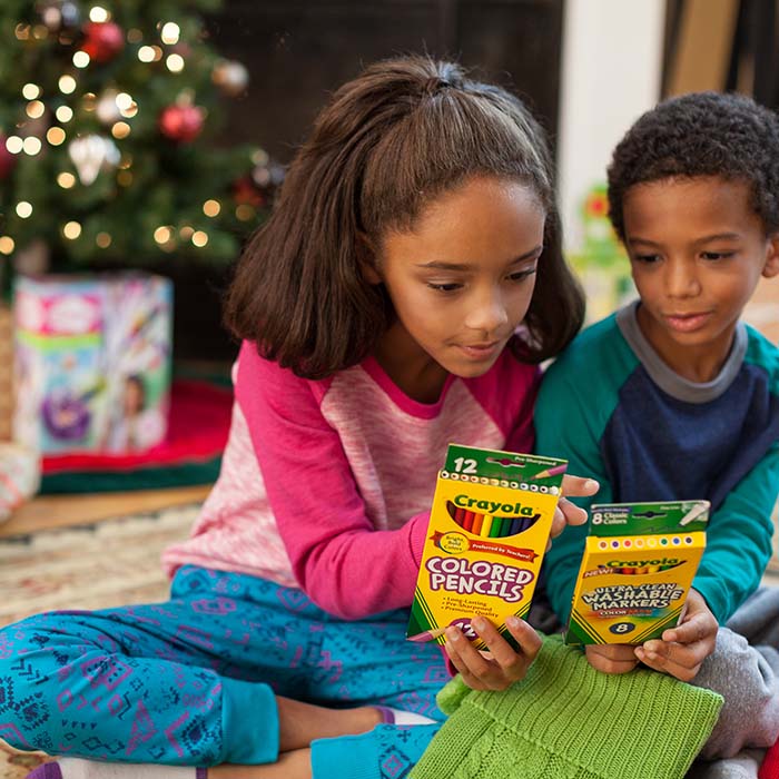 Children opening gifts on Christmas
