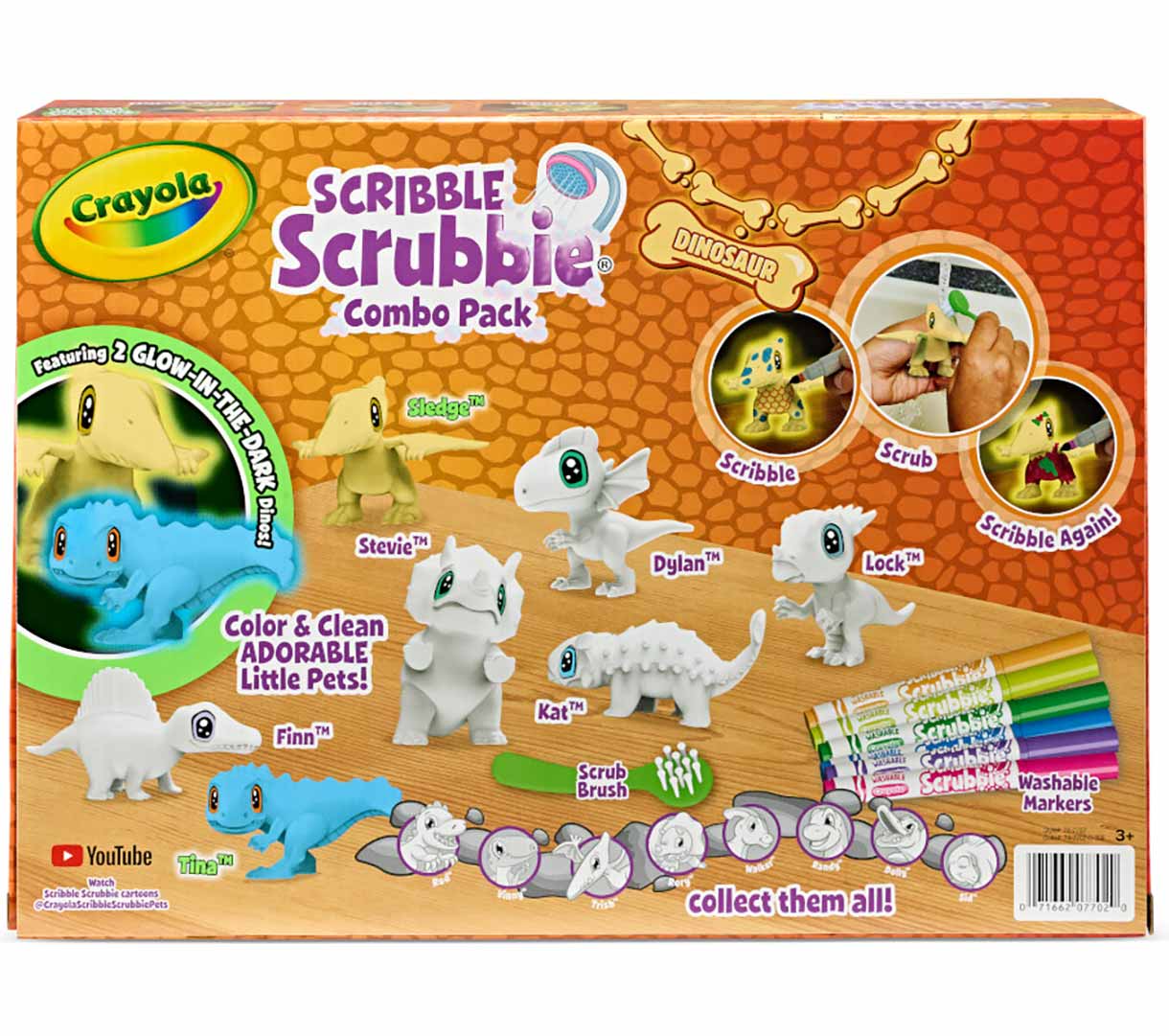 scribble scrubbie pets dinosaur glow pack back view