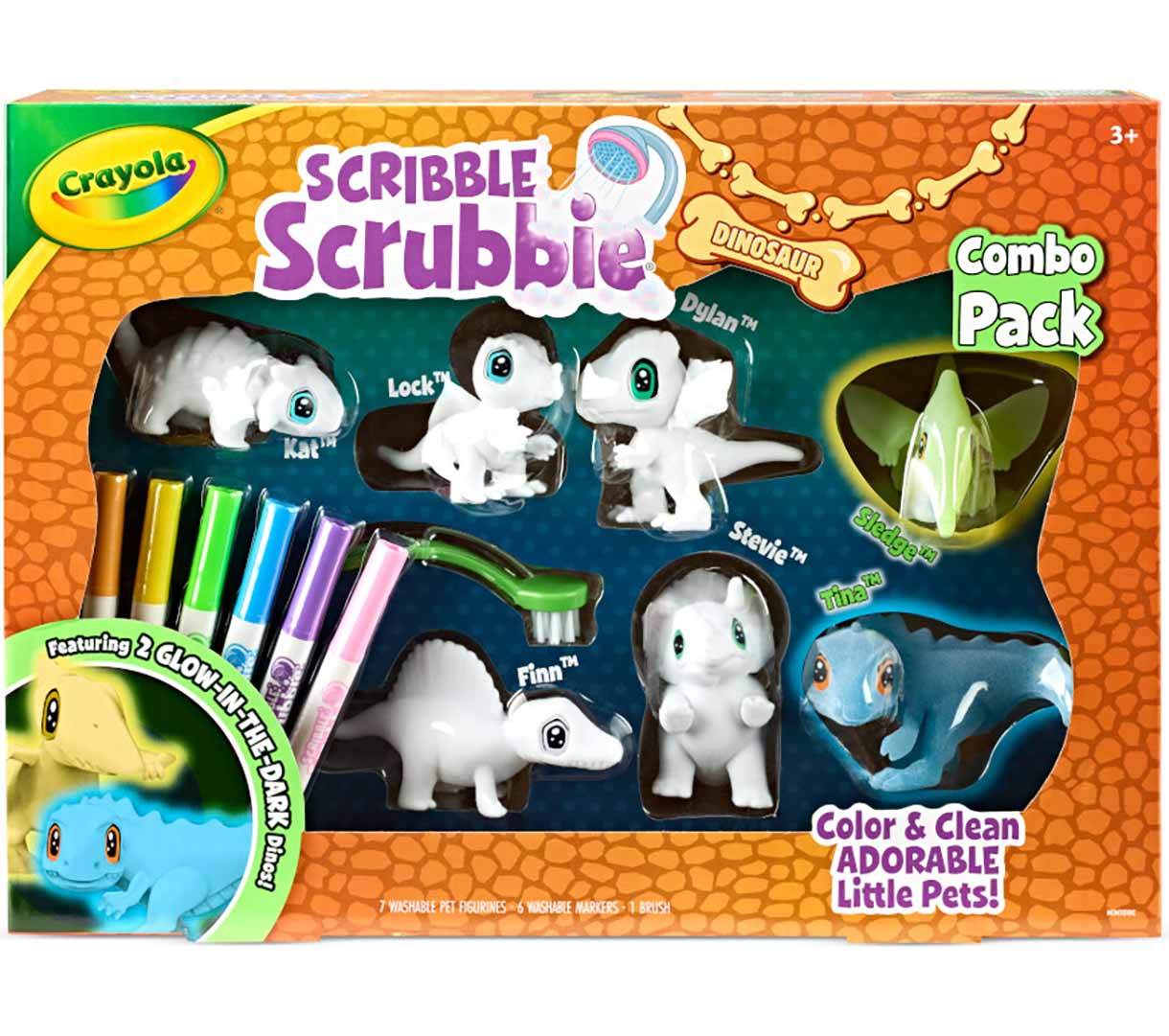 scribble scrubbie pets dinosaur glow pack front view.