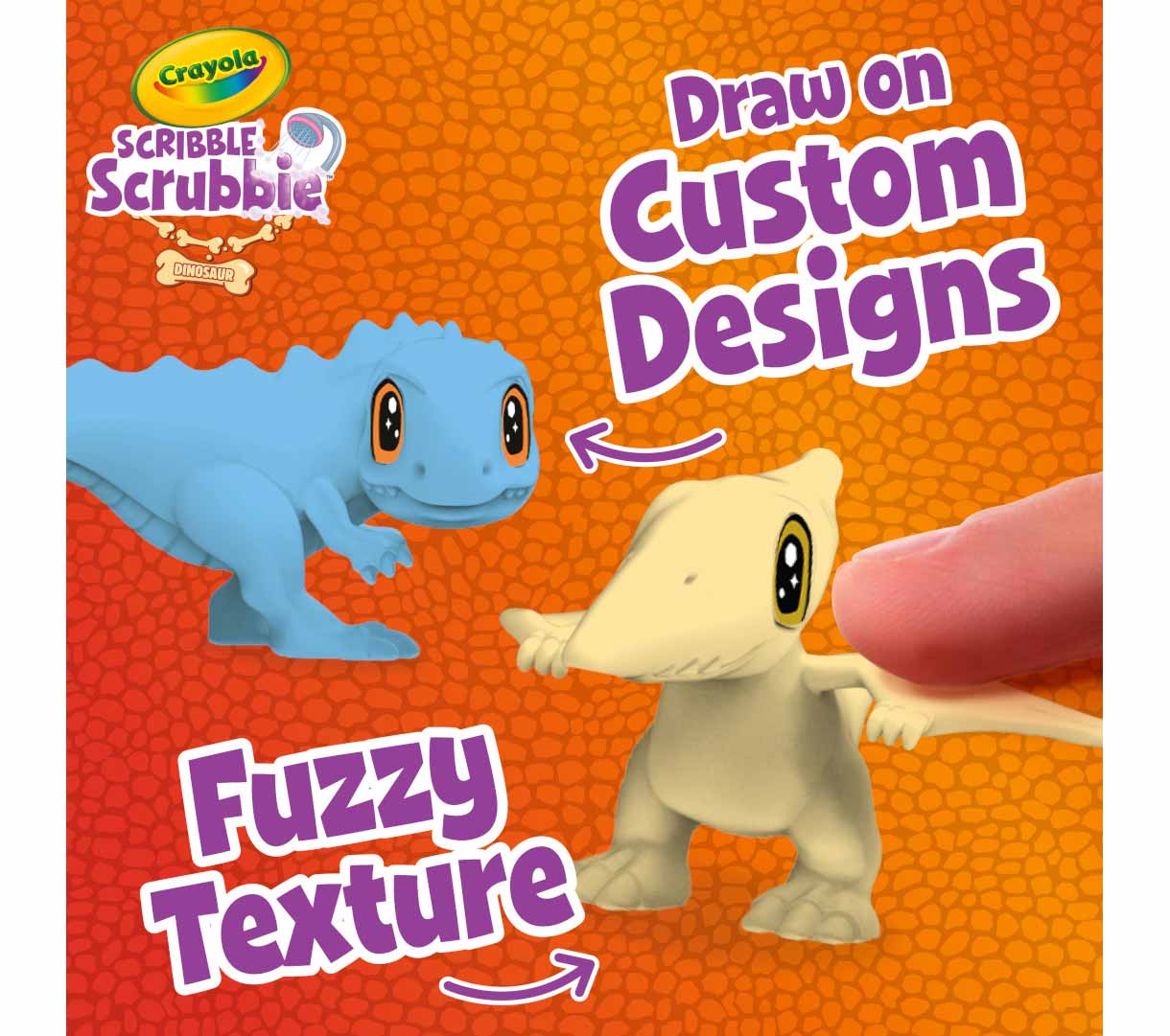 scribble scrubbie pets dinosaur glow pack. draw on custom designs. fuzzy texture.